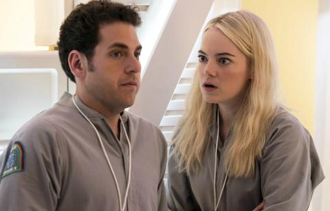Jonah Hill and Emma Stone wore matching grey uniforms in Netflix’s Maniac.