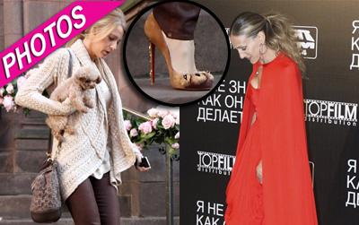 //blake lively sarah jessica parker louboutin lion heels