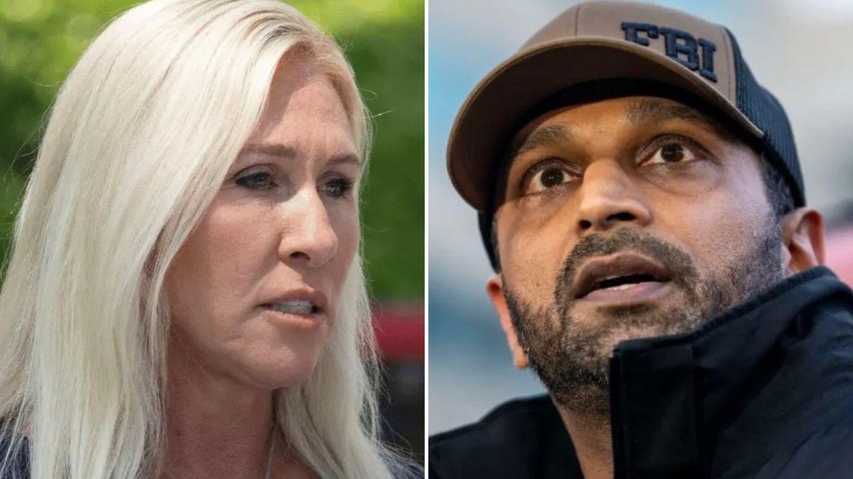 Marjorie Taylor Greene appeared to poke fun at Kash Patel during a speaking engagement in Texas.