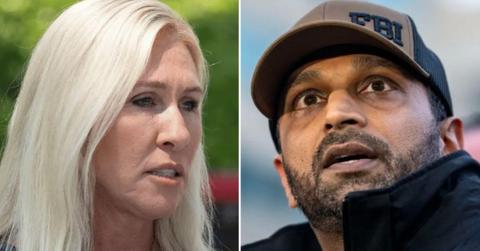 Marjorie Taylor Greene appeared to poke fun at Kash Patel during a speaking engagement in Texas.