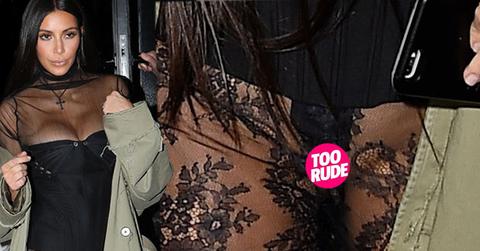 kim kardashian wardrobe malfunction lace pants underwear paris fashion pics