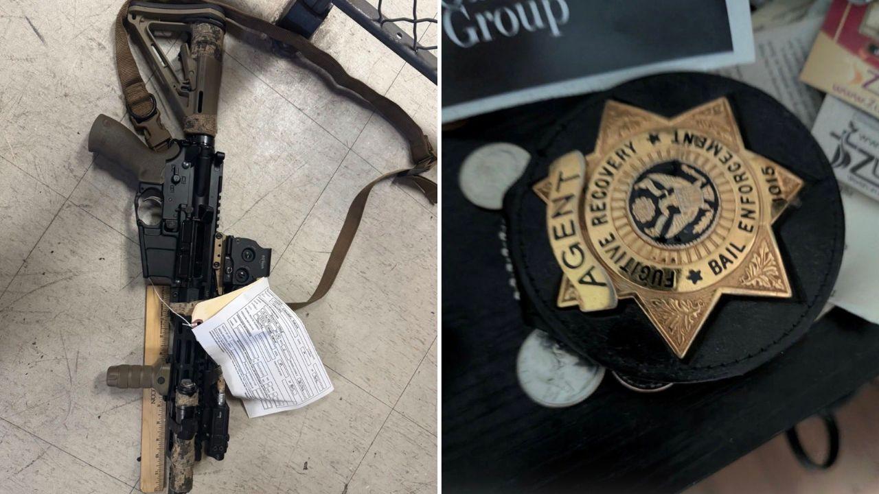 A search of his home uncovered a modified rifle and a fake security badge.