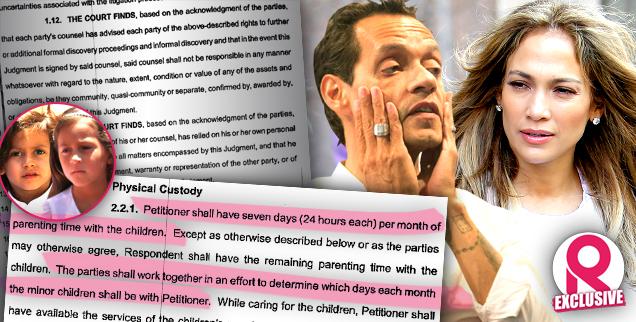 //jennifer lopez marc anthony strict custody schedule documents max emme wide