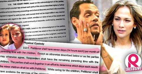 //jennifer lopez marc anthony strict custody schedule documents max emme wide