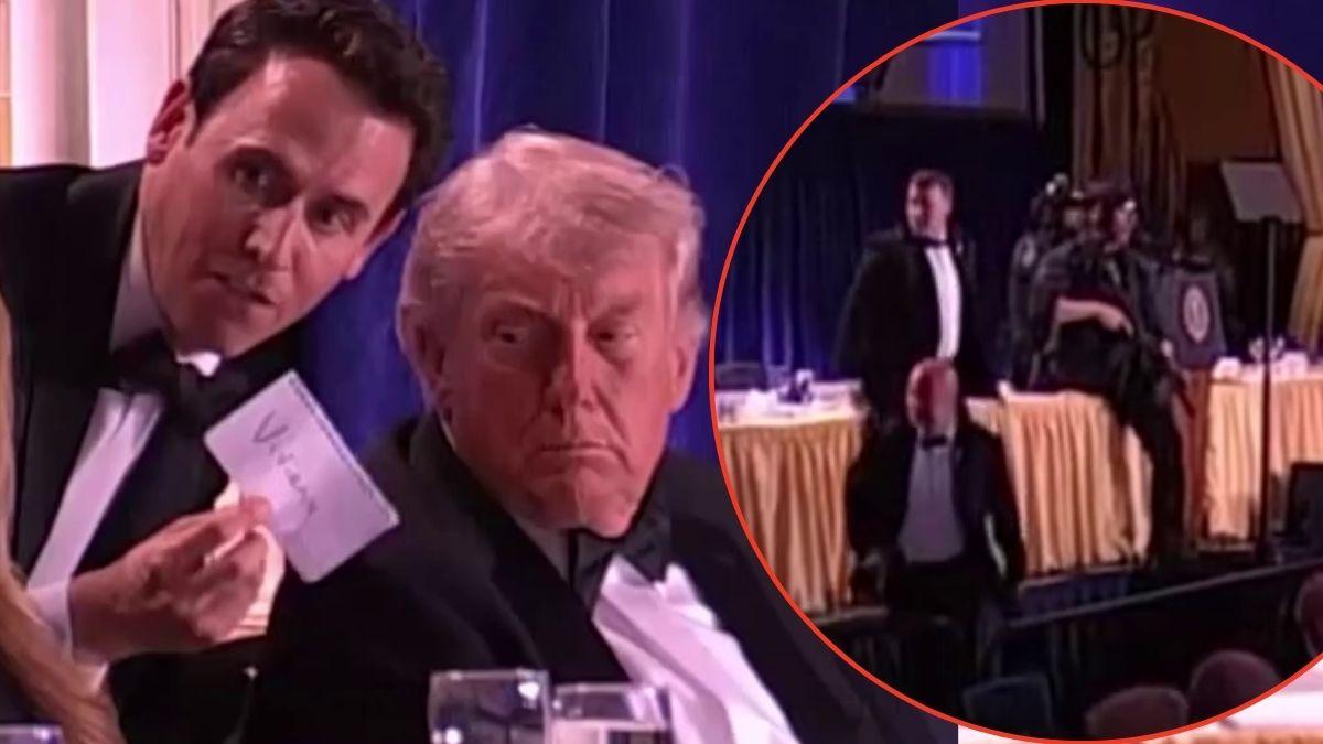 Trump and wife Melania were rushed out by secret service agents.