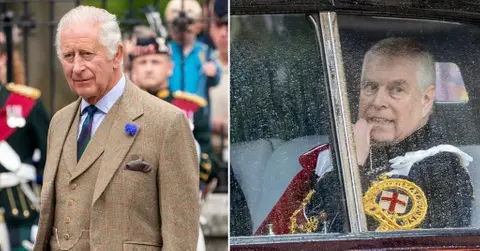 Split photo of King Charles, Prince Andrew