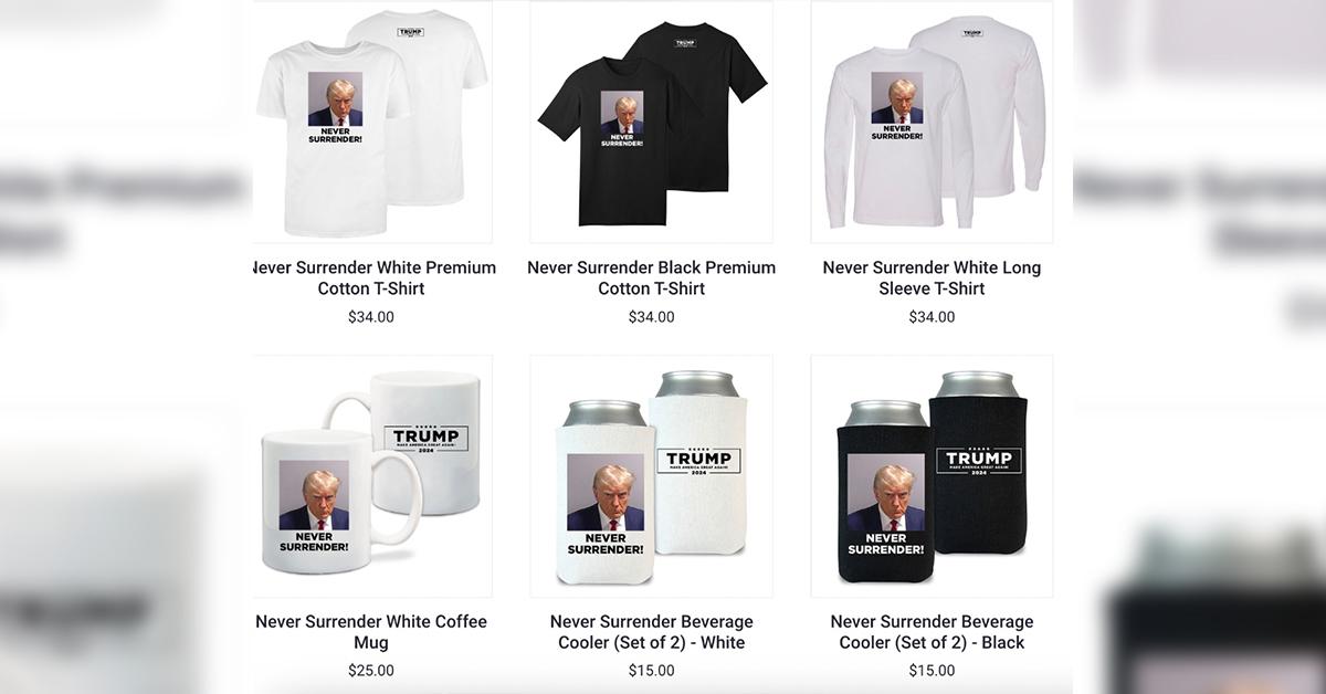 trump mug shot selling shirts