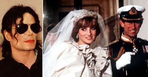 Composite of Michael Jackson and Princess Diana with her then-husband King Charles.