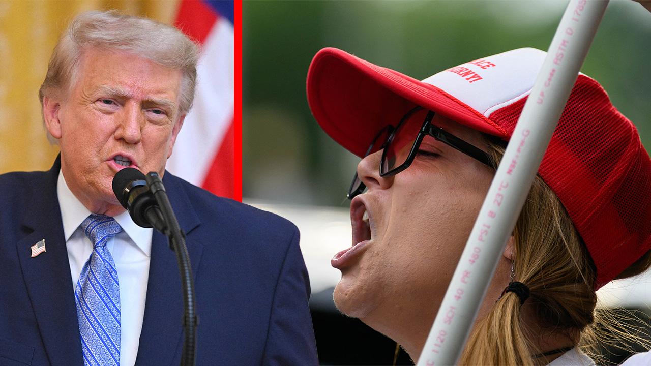 Donald Trump was heckled at a Michigan rally.