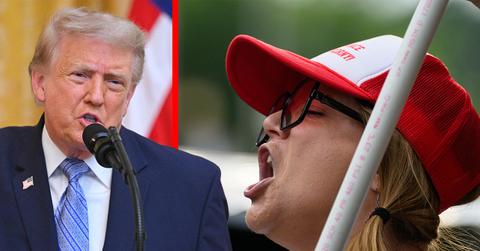 Donald Trump was heckled at a Michigan rally.
