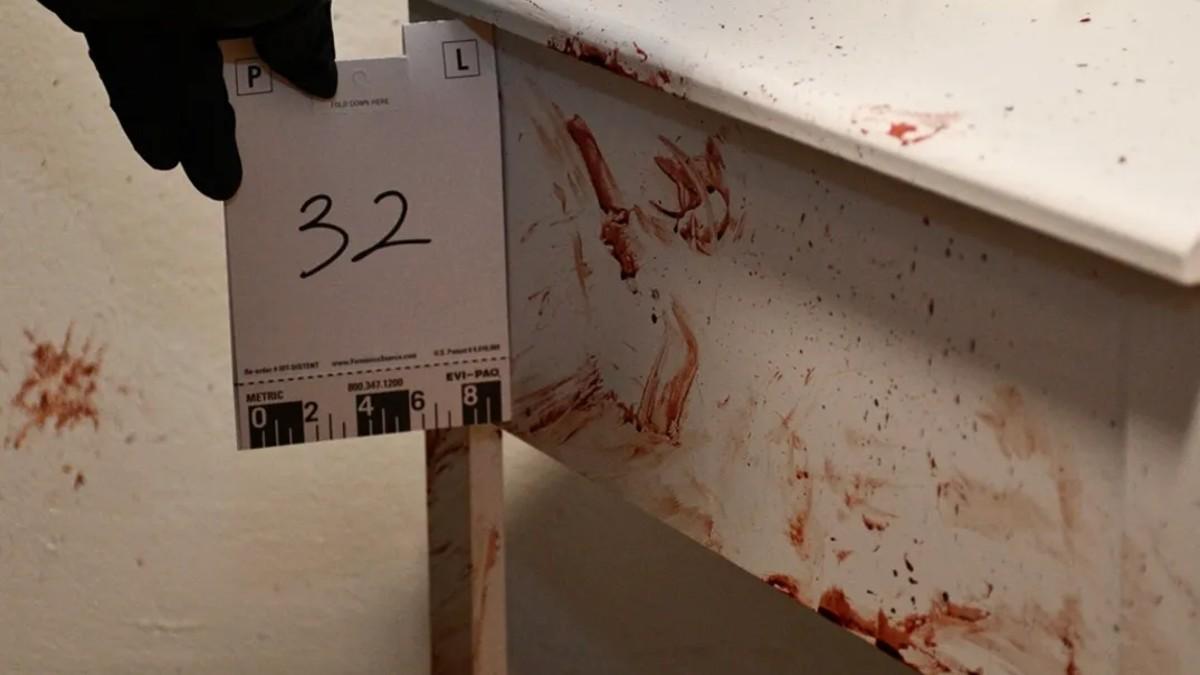 Furniture was covered in blood.