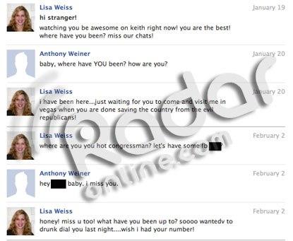 Huma Abedin Husband Anthony Weiner Sends Explicit Facebook Messages