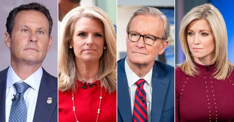 Fox & Friends Cast Co-hosts Steve Doocy, Ainsley Earhardt, Janice Dean and Brian Kilmeade Closeups Looking Serious