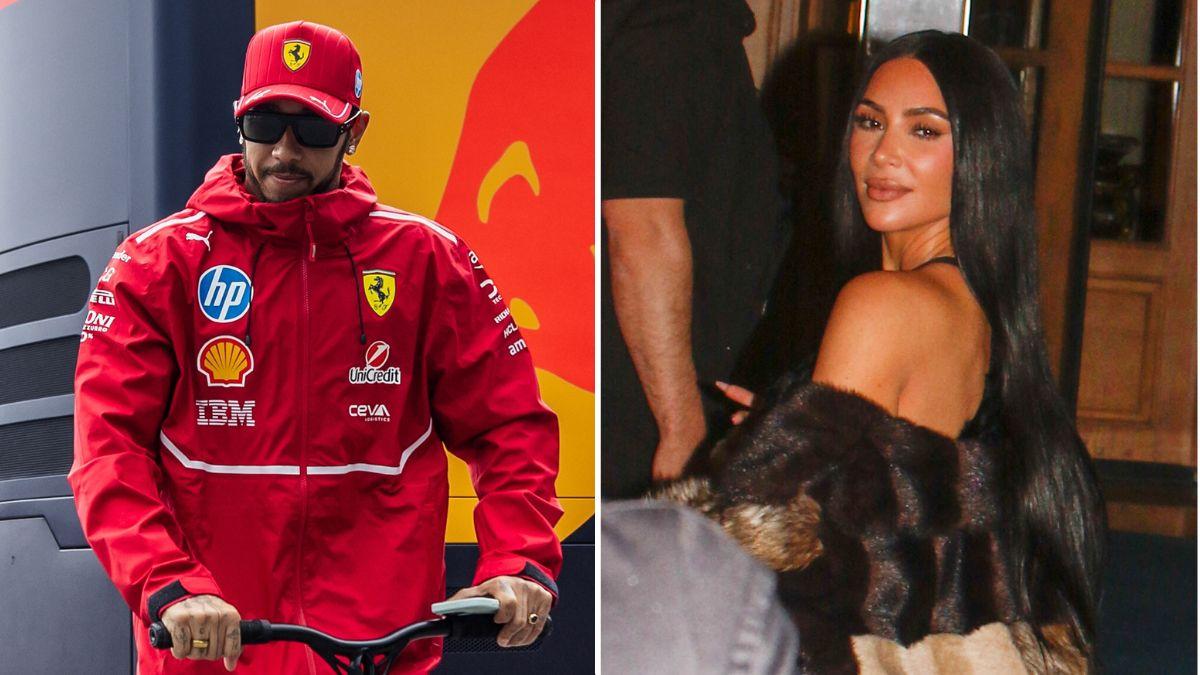 Split photos of Kim Kardashian and Lewis Hamilton