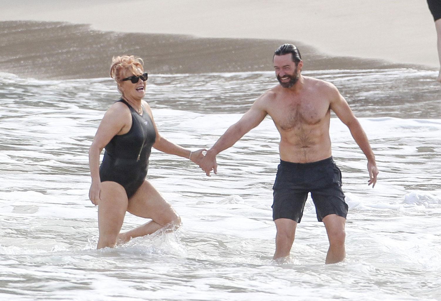 Hugh Jackman Wife Bathing Suit Beach St. Barth