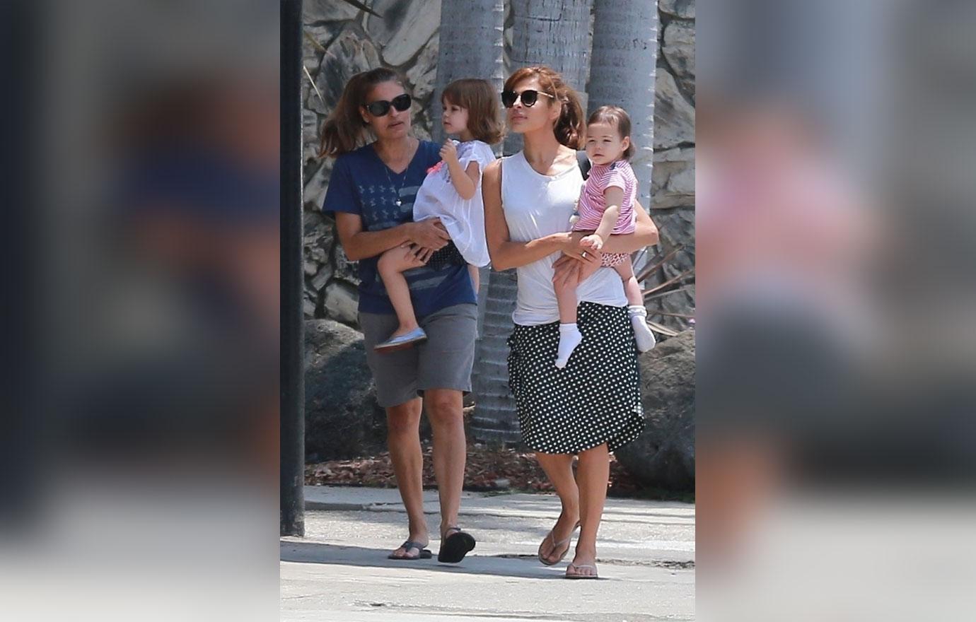 Eva Mendes Takes Daughters Out For Summer Stroll