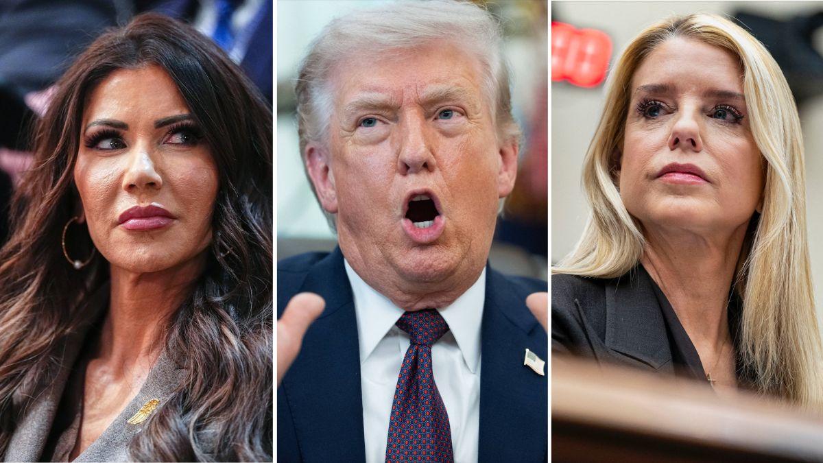 Photo of Kristi Noem, Donald Trump, Pam Bondi