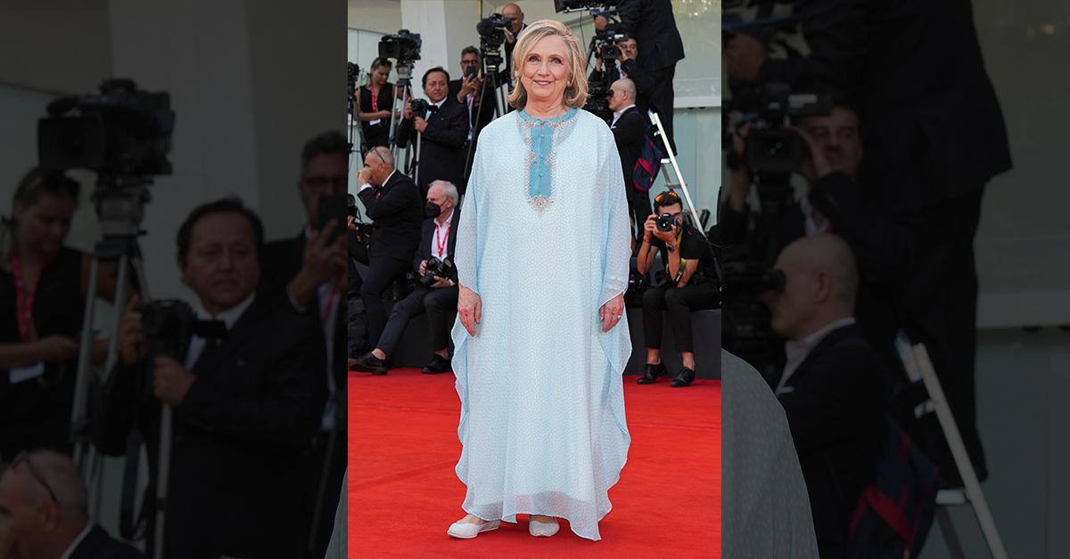 Hillary Clinton Makes Rare Appearance in Sparkling Caftan in