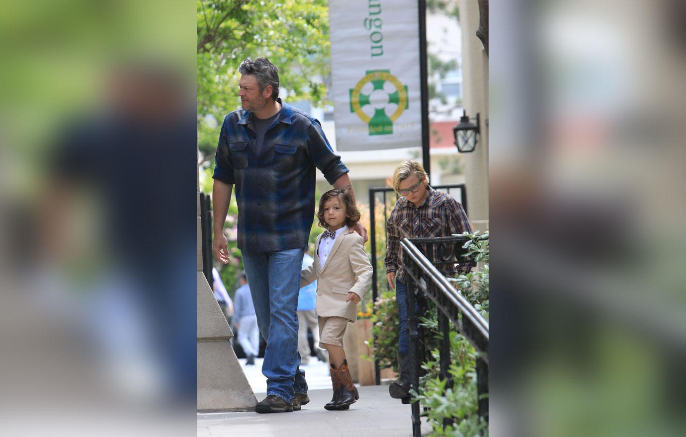 Gwen Stefani And Kids Attend Easter Services With Blake Shelton