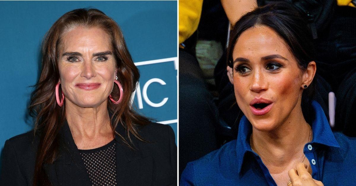 Split photo of Brooke Shields, Meghan Markle