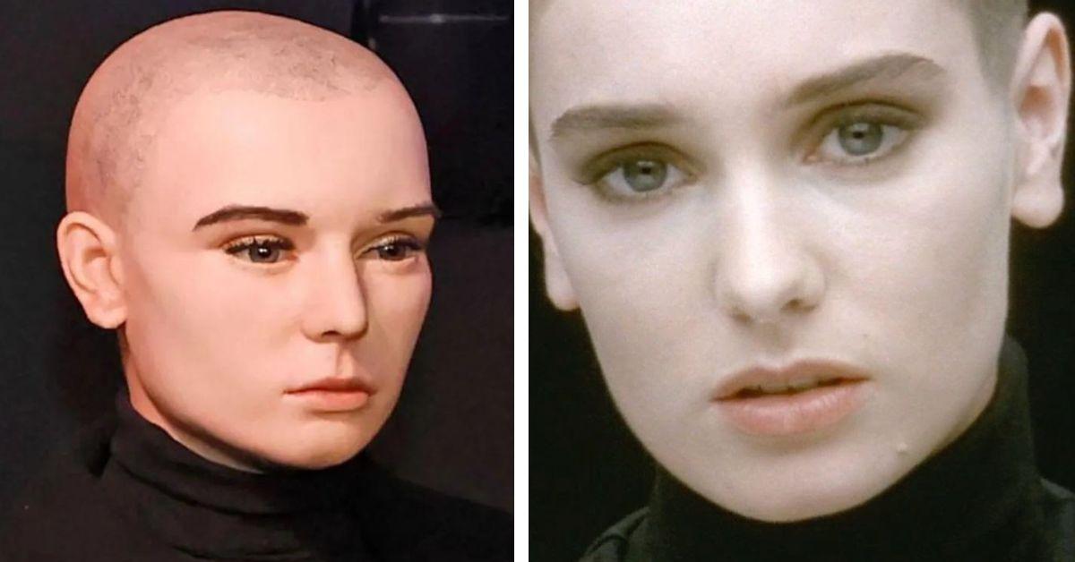 Composite image of Sinead O'Connor wax figure and Sinead O'Connor 