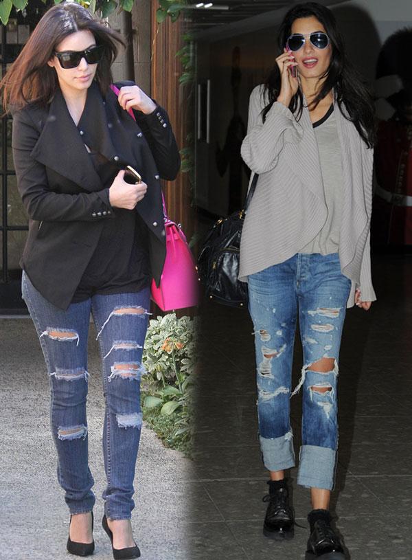 //amal alamuddin and kim kardashian jeans