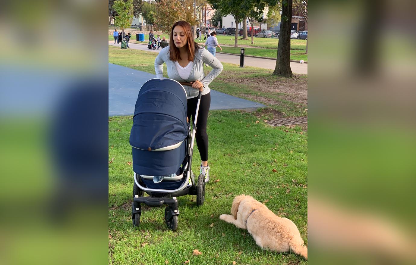 Leah Cohen Pushing Newborn in Joolz Stroller