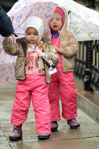 Marion And Tabitha Broderick Head To School With Nanny