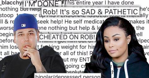 Rob Kardashian Blac Chyna Split Breakup Tells All Instagram