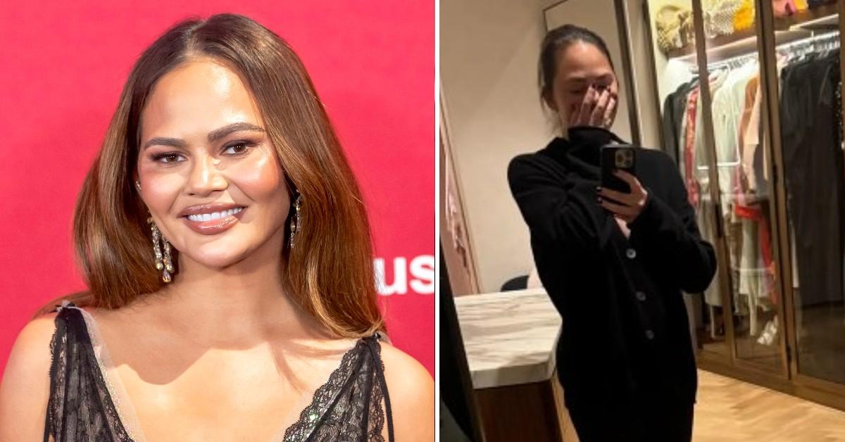 Split photo of Chrissy Teigen, Teigen's closet