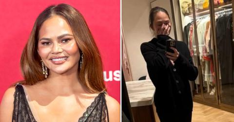 Split photo of Chrissy Teigen, Teigen's closet