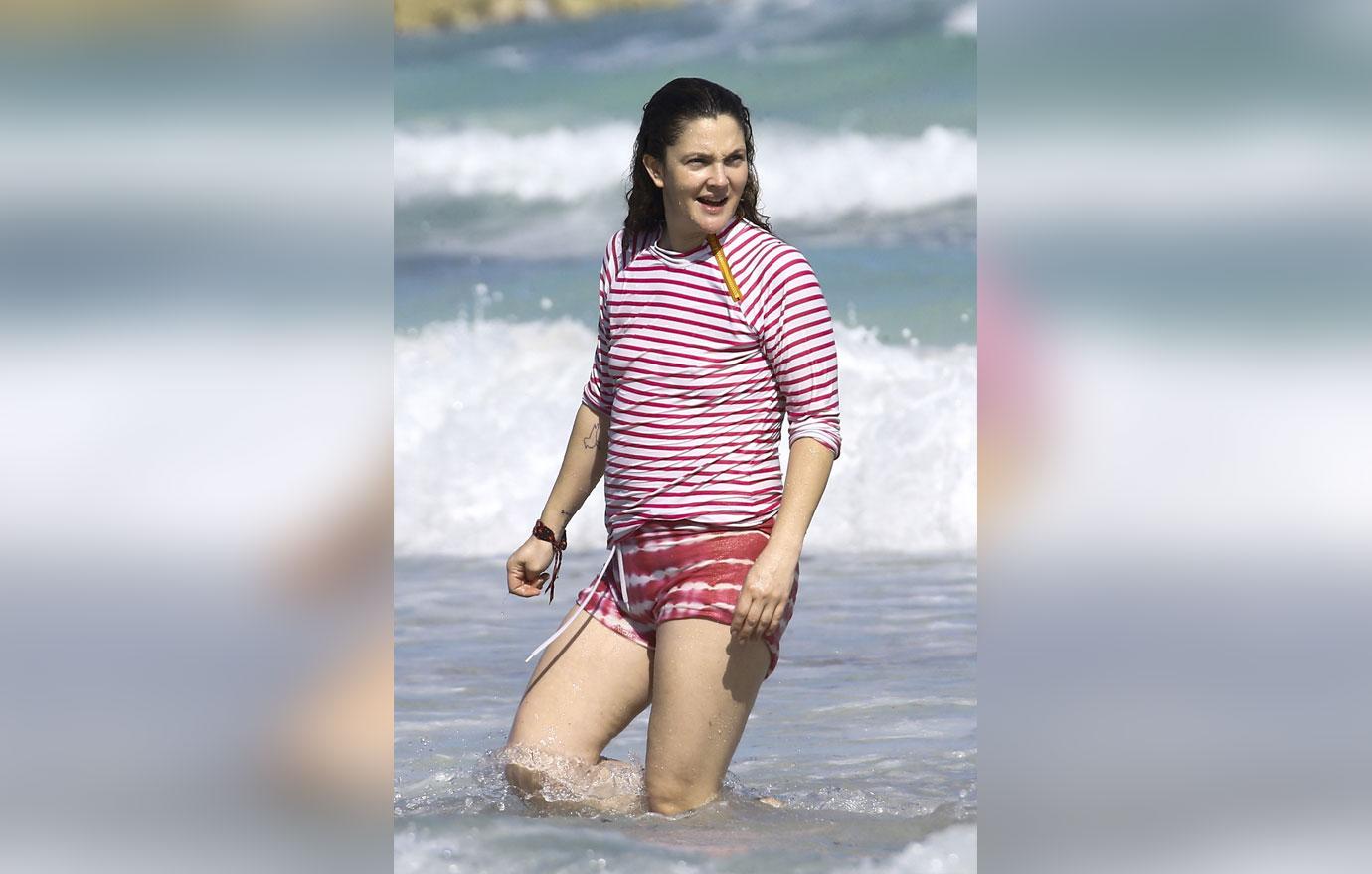 Drew Barrymore Bikini Wetsuit Boobs Belly Photos Actress Shows Off