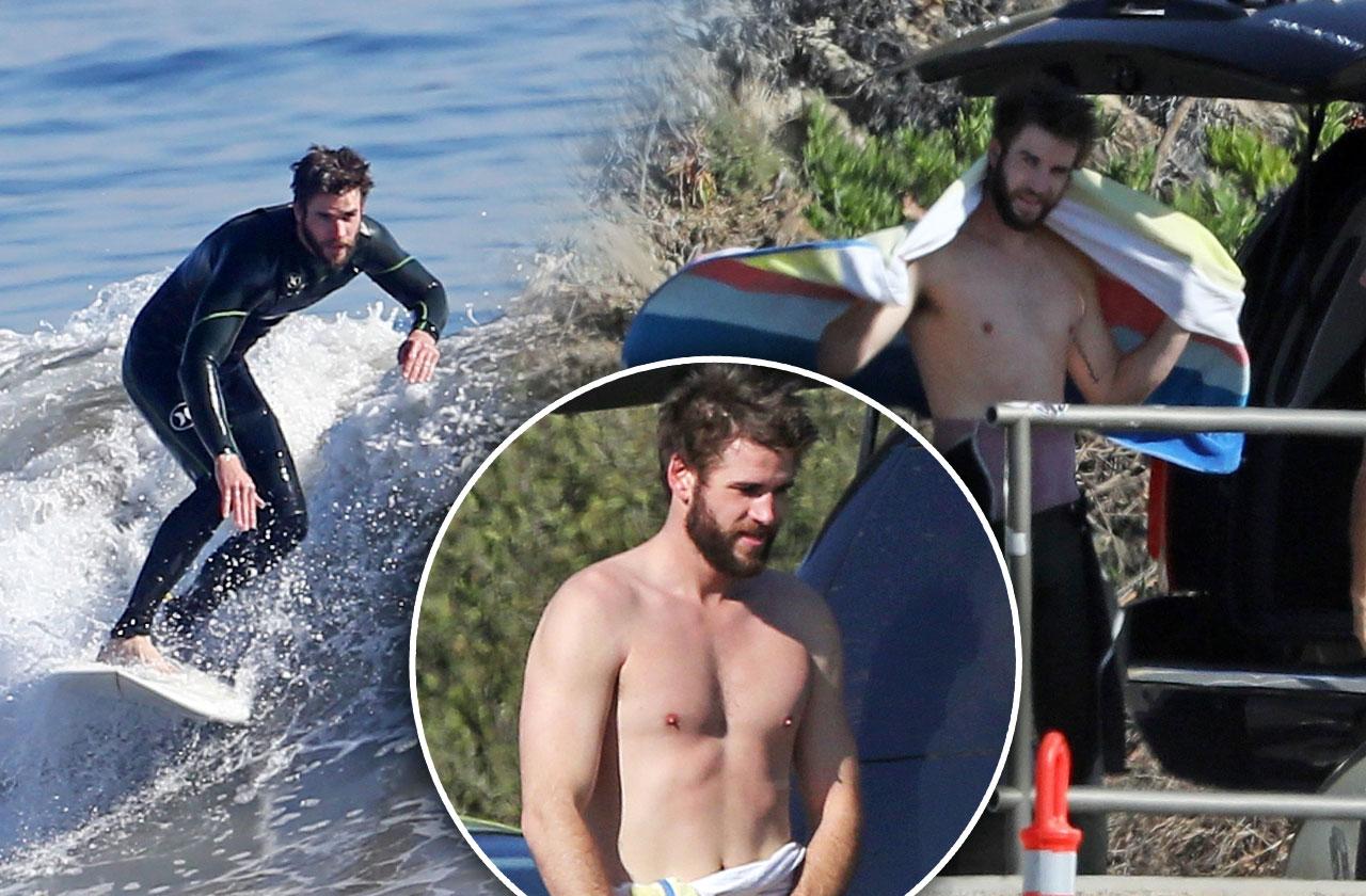Liam Hemsworth Goes Shirtless In Steamy New Beach Photos