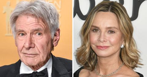 Split photo of Harrison Ford, Calista Flockhart.