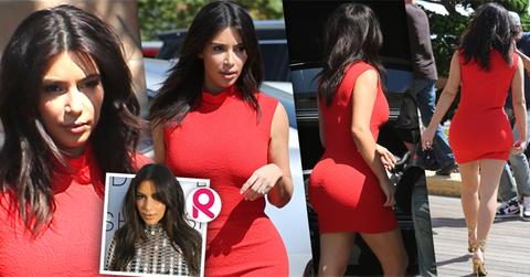 //kim kardashian chops hair squeezes banging butt red dress wide