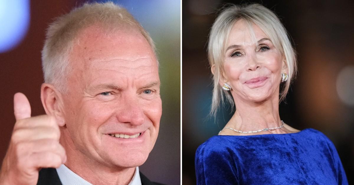 Split photo of Sting, Trudie Styler