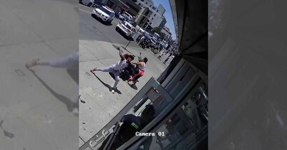 carnage new york video maniac bash bike shop worker stabbed bites cop