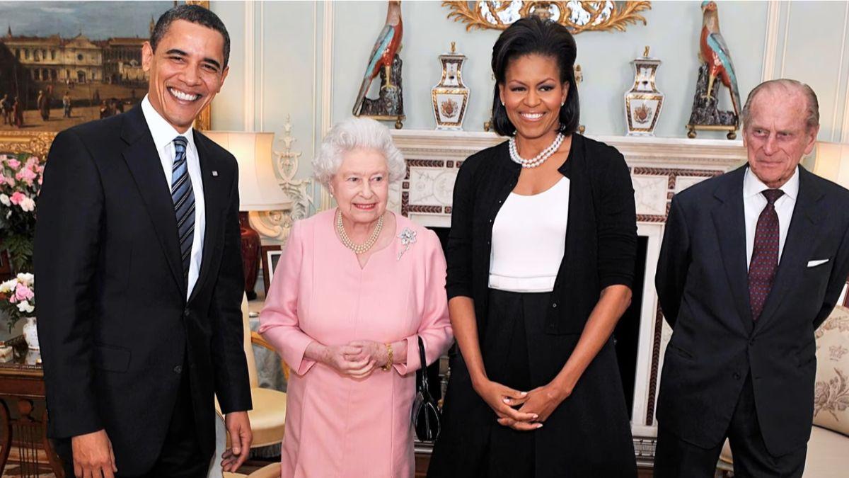Photo of Queen Elizabeth, Barack Obama, Michelle Obama and Prince Philip
