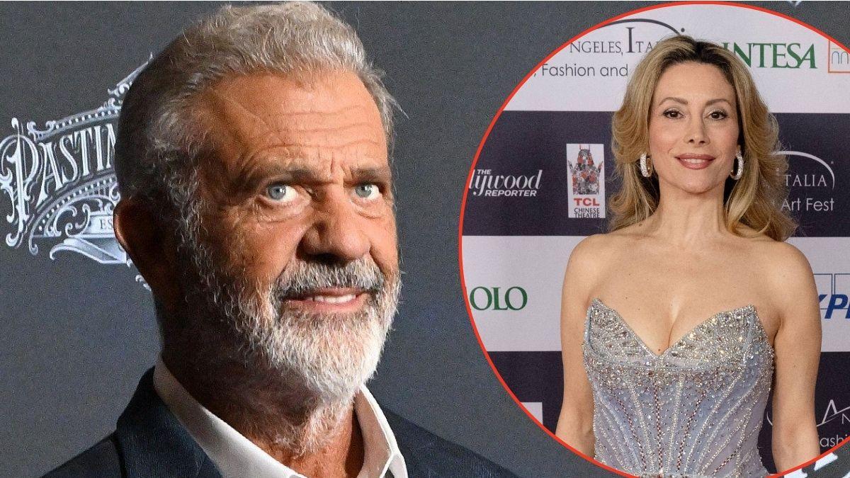 Split photo of Mel Gibson and Antonella Salvucci