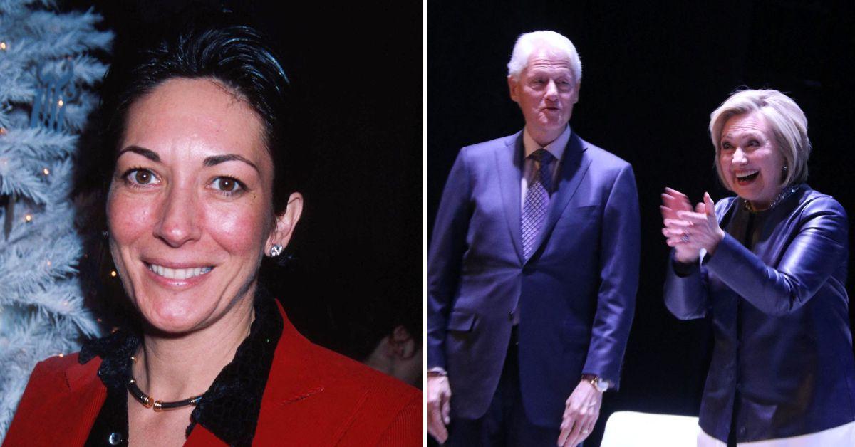 Composite photo of Ghislaine Maxwell and the Clintons