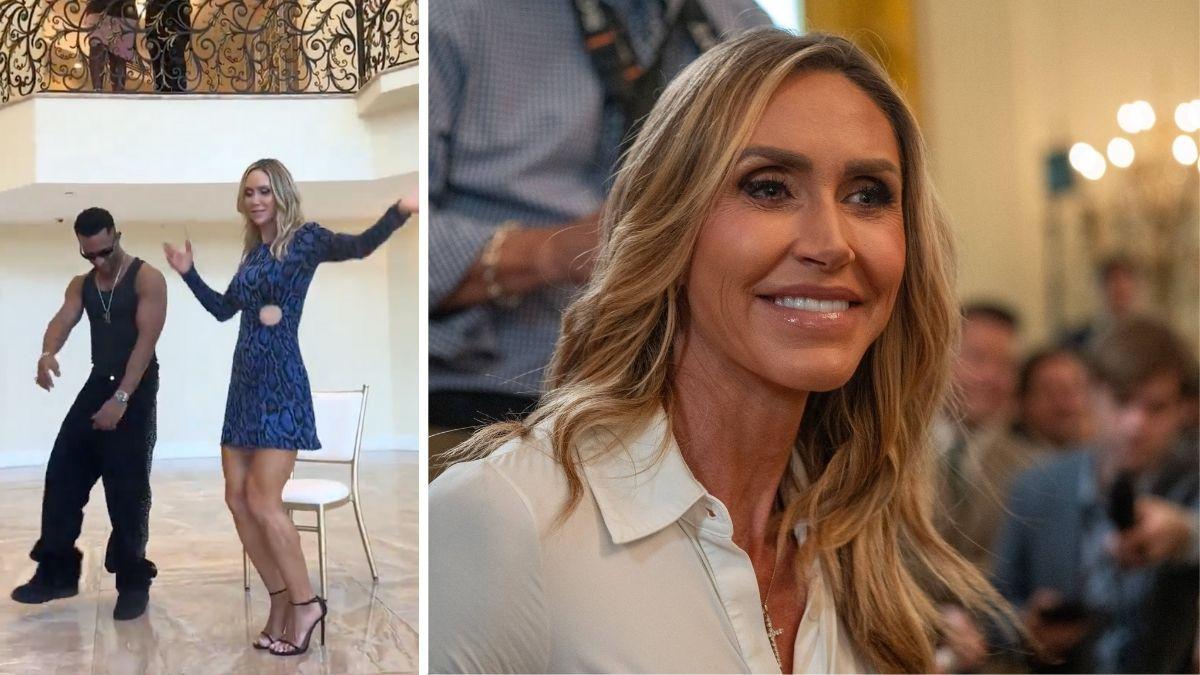 split image of Mohamed Ramadan and Lara Trump and then Lara Trump