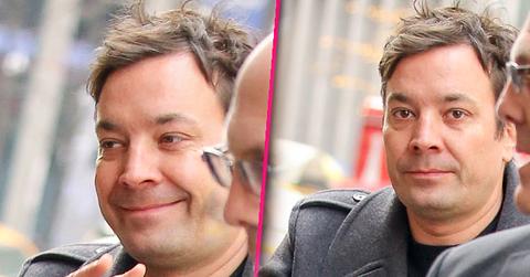 jimmy fallon drinking nbc tonight show watery eyes messy hair nyc