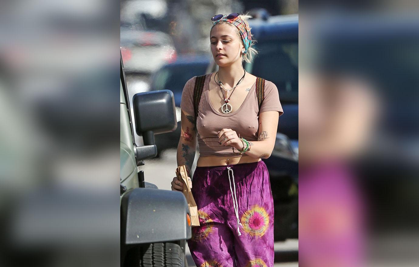 Paris Jackson Braless Nipple Rings