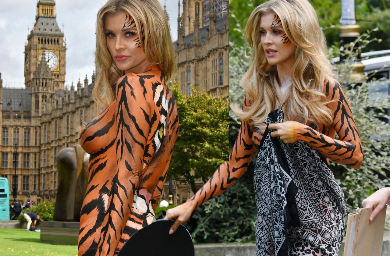 //Joanna Krupa painted tiger PETA pp