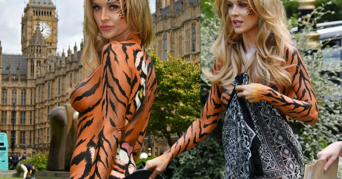Joanna Krupa Goes Nude In Painted Tiger Stripes For Peta