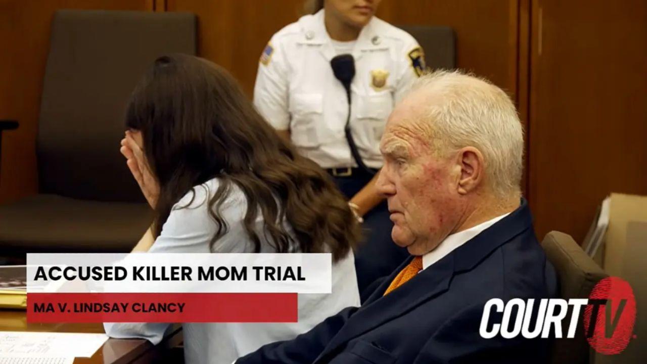 A photo of Lindsay Clancy and her lawyer