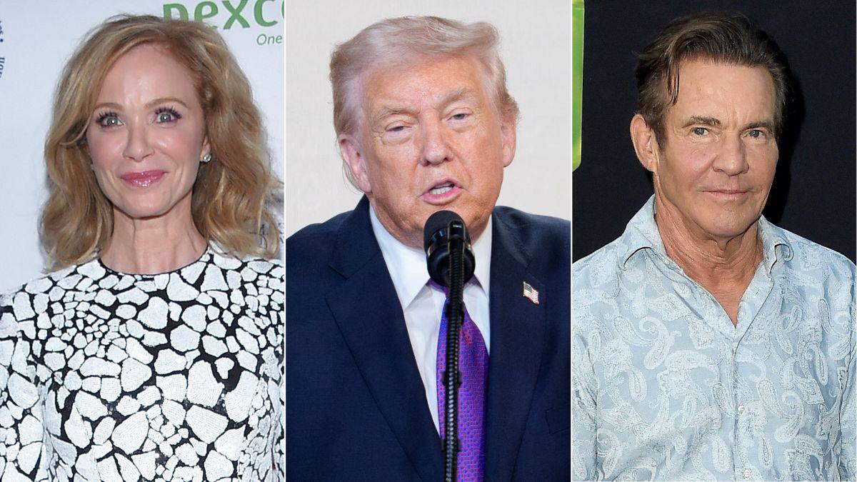 split image of Lauren Holly / Donald Trump / Dennis Quaid