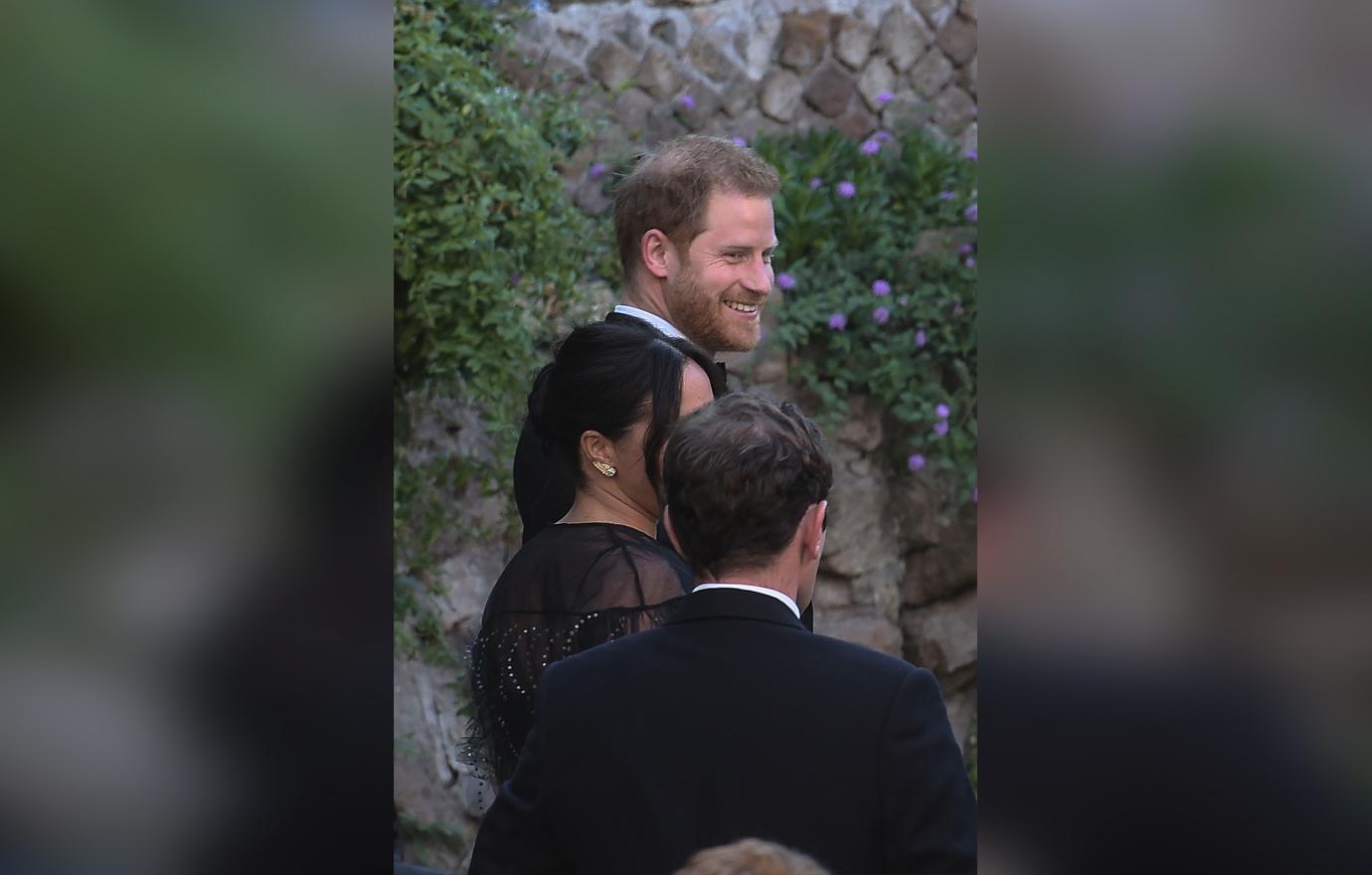 Prince Harry and wife Megan Markle arrive at the Villa Aurelia in Rome to attend the wedding of Misha Nonoo and Michael Henn.