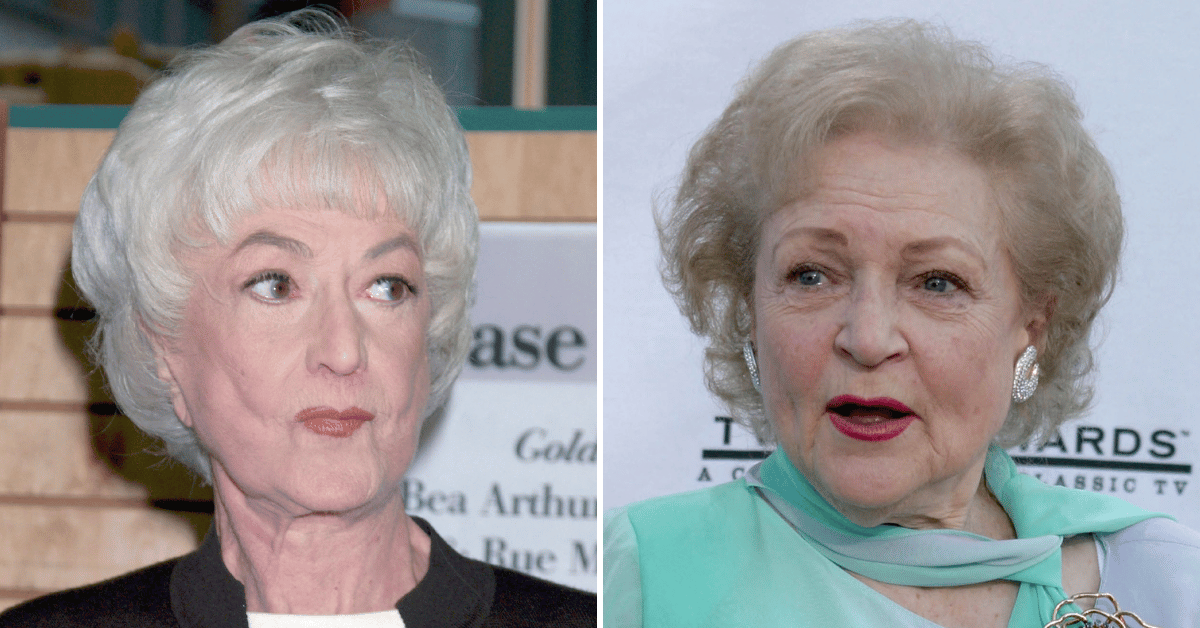 Split photo of Bea Arthur and Betty White