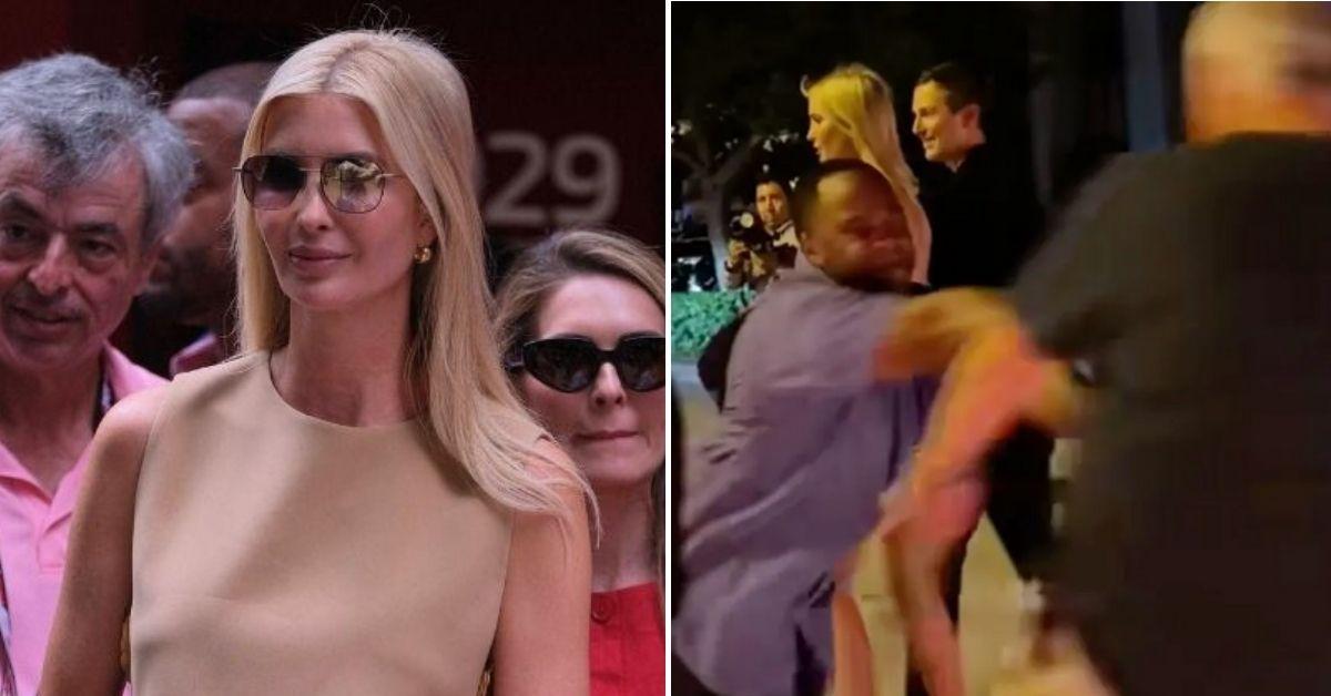 Split photo of Ivanka Trump and her bodyguard.